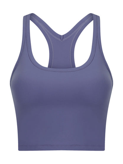 Skinny Wrap Sports Bra Hollow Yoga Tops Solid Color U-Neck Bra