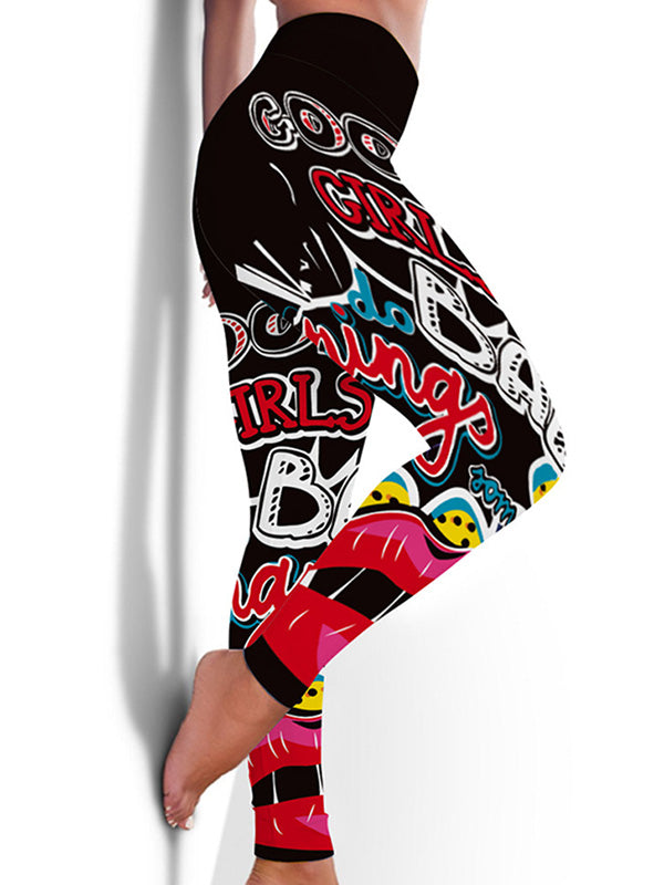 Fashion Graffiti Printing Empire Elasticity Dance Sport Leggings