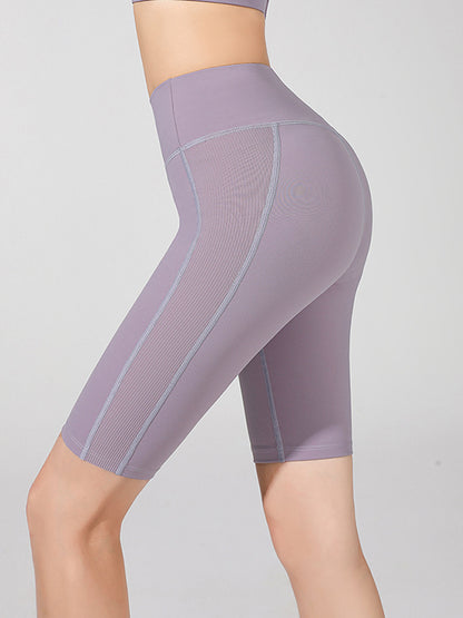 High-Waisted Solid Color Wrap Sports Shorts