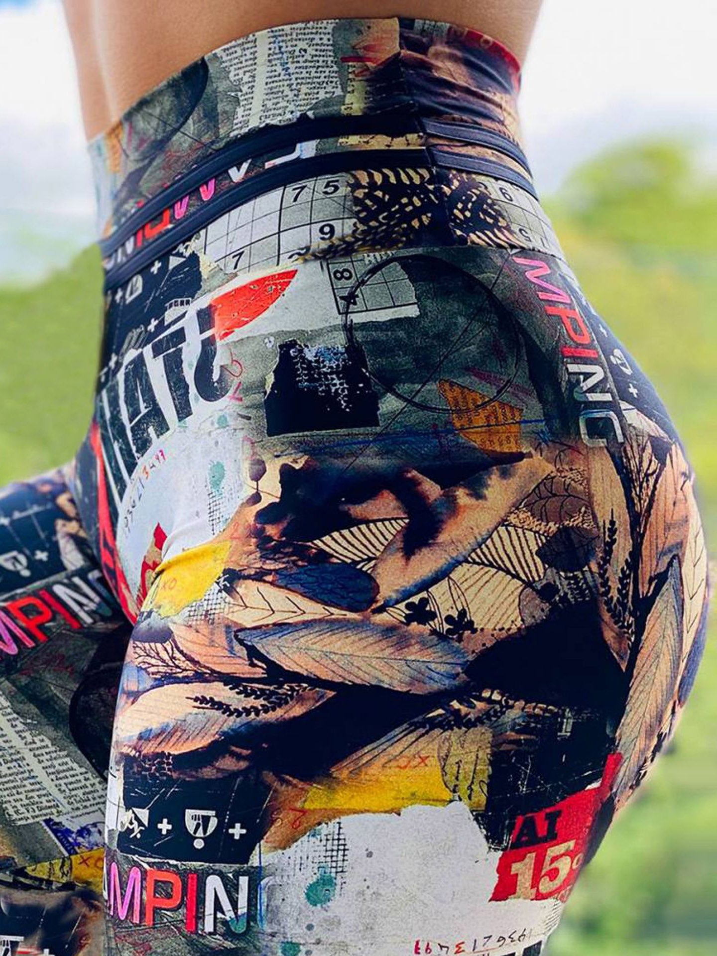 Cartoon Printed Breathable Wrap Sports Leggings