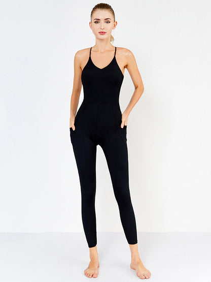 Ballet-Inspired Elegant Backless Sports Jumpsuits