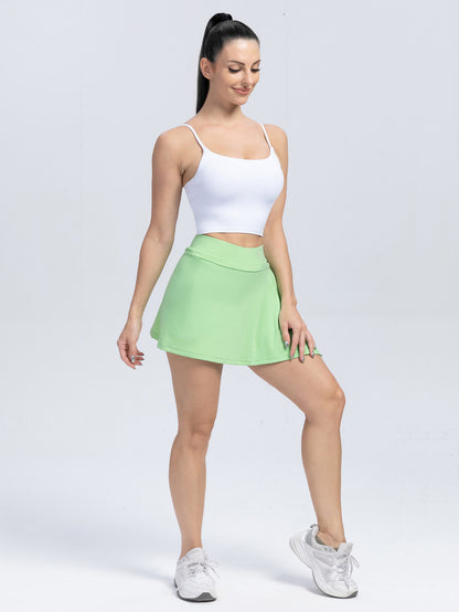 Solid Color Culottes Lace Up Sports Mini Dress