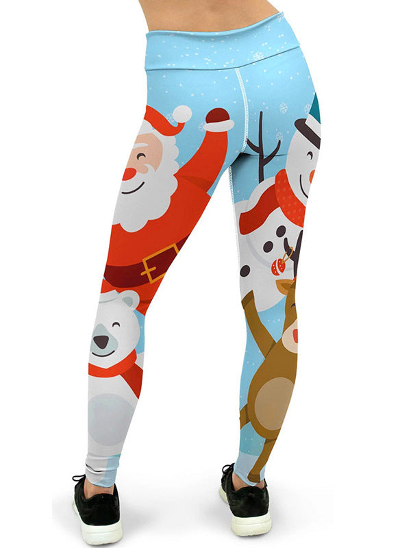 Adorable Christmas Print Breathable Wrap Sports Leggings