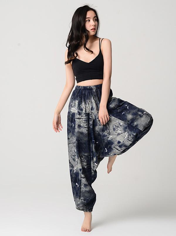 National Printed Loose Bloomers Yoga Bottoms