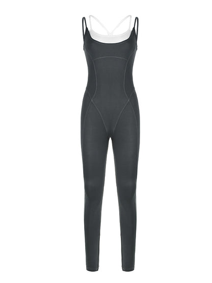 Sport Contrast Color All-Match Bodycon Yoga Jumpsuits