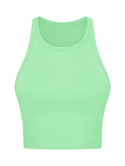 Skinny Wrap Yoga Tops Solid Color Round-Neck Bra