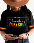 Contrasting color every chan print short-sleeved T-shirt