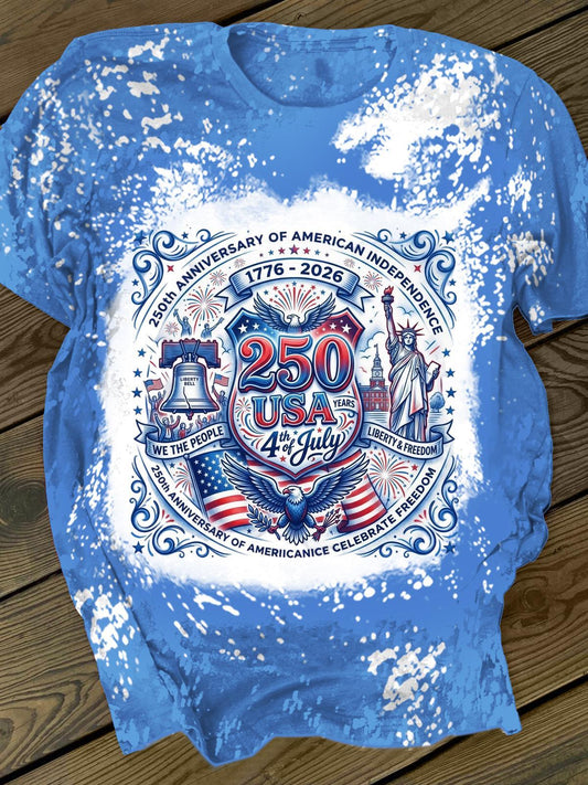 250th Anniversary of U.S. Independence Day Women's Round-Neck Short-Sleeve T-Shirt