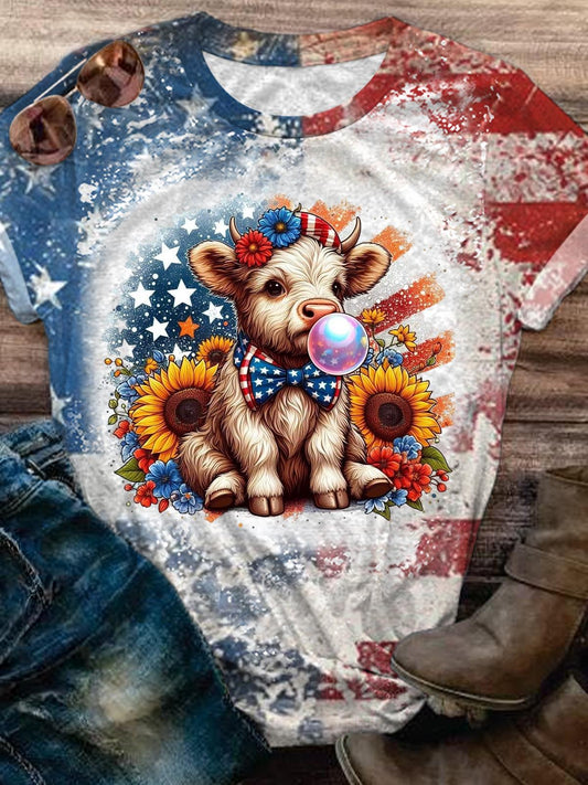 250th Anniversary Flag High Ground Sunflower Women's Crew Neck Short Sleeve T-Shirt