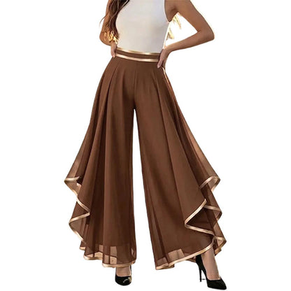 Chiffon Pants for Women High Waisted Casual Wide Leg Chiffon Pants Flowy Lounge Trousers for Daily Vacation beautiful