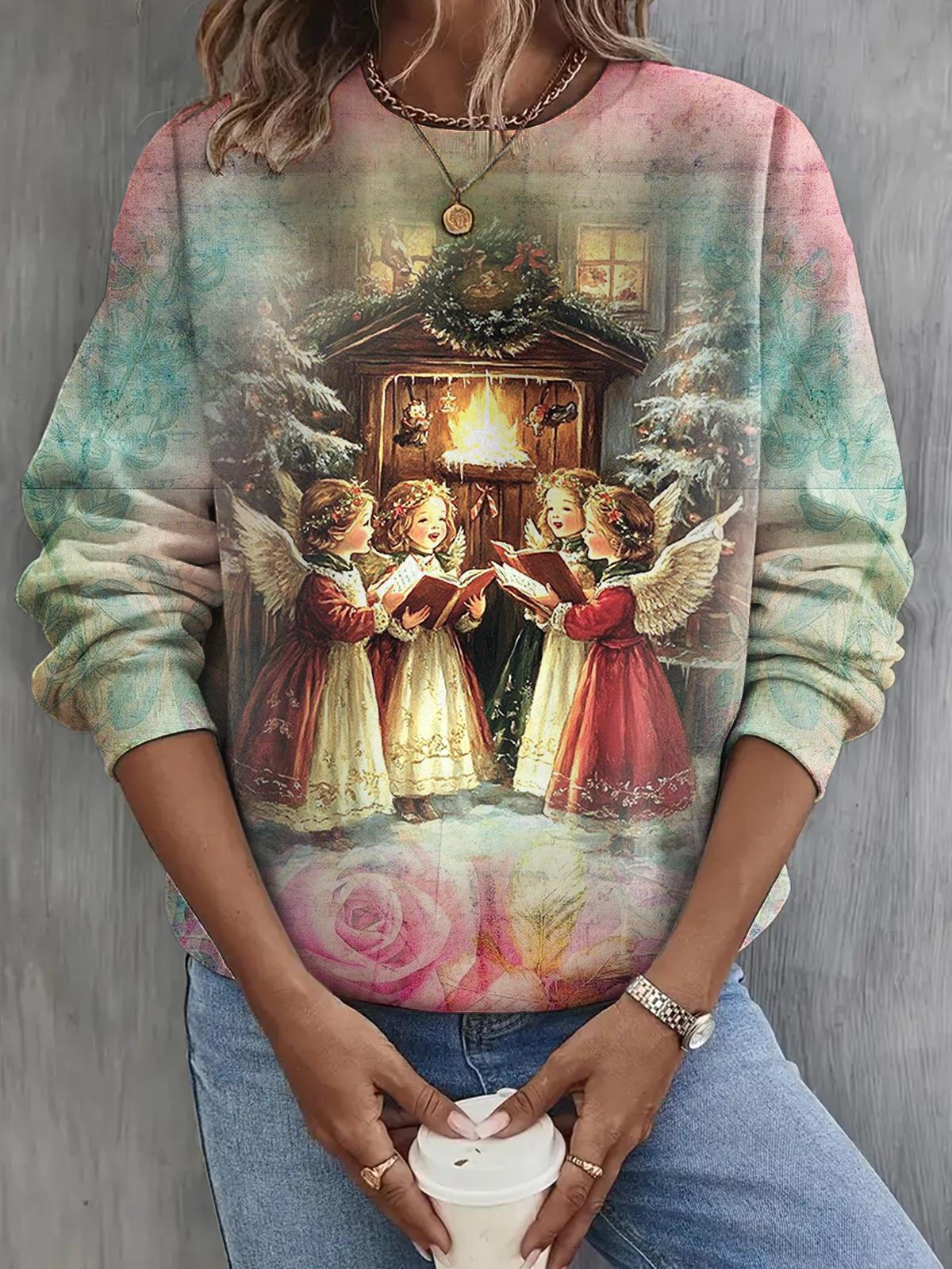 Christmas Angel Long Sleeve Casual Top
