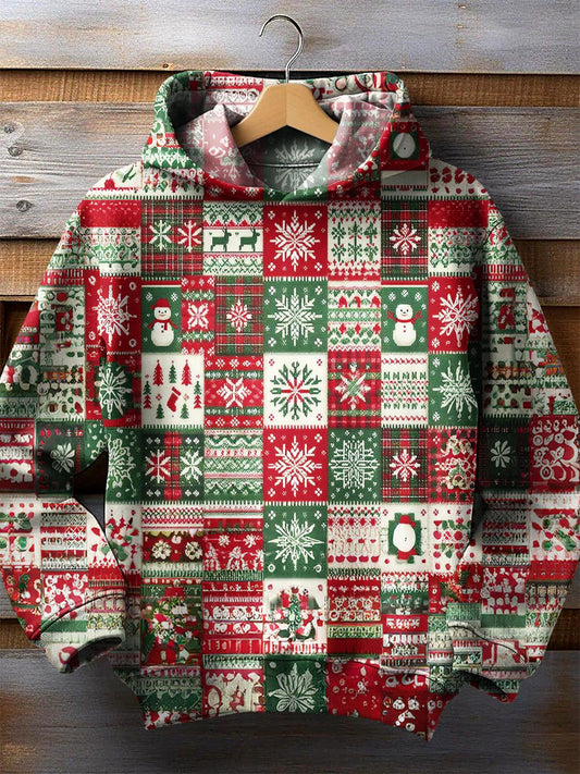 Vintage Christmas Long Sleeve Printed Hoodie