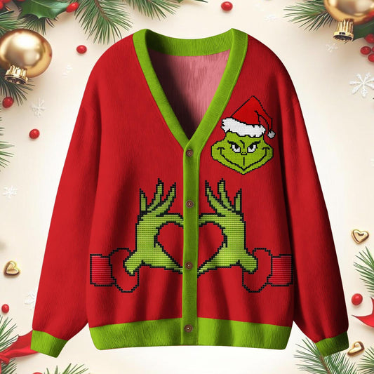 Fun Christmas Grinch Unisex Ugly Cardigan Sweaters