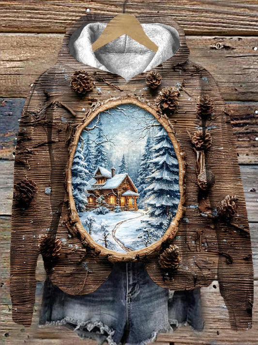 Painting In The Tree Long Sleeve Printed Hoodie