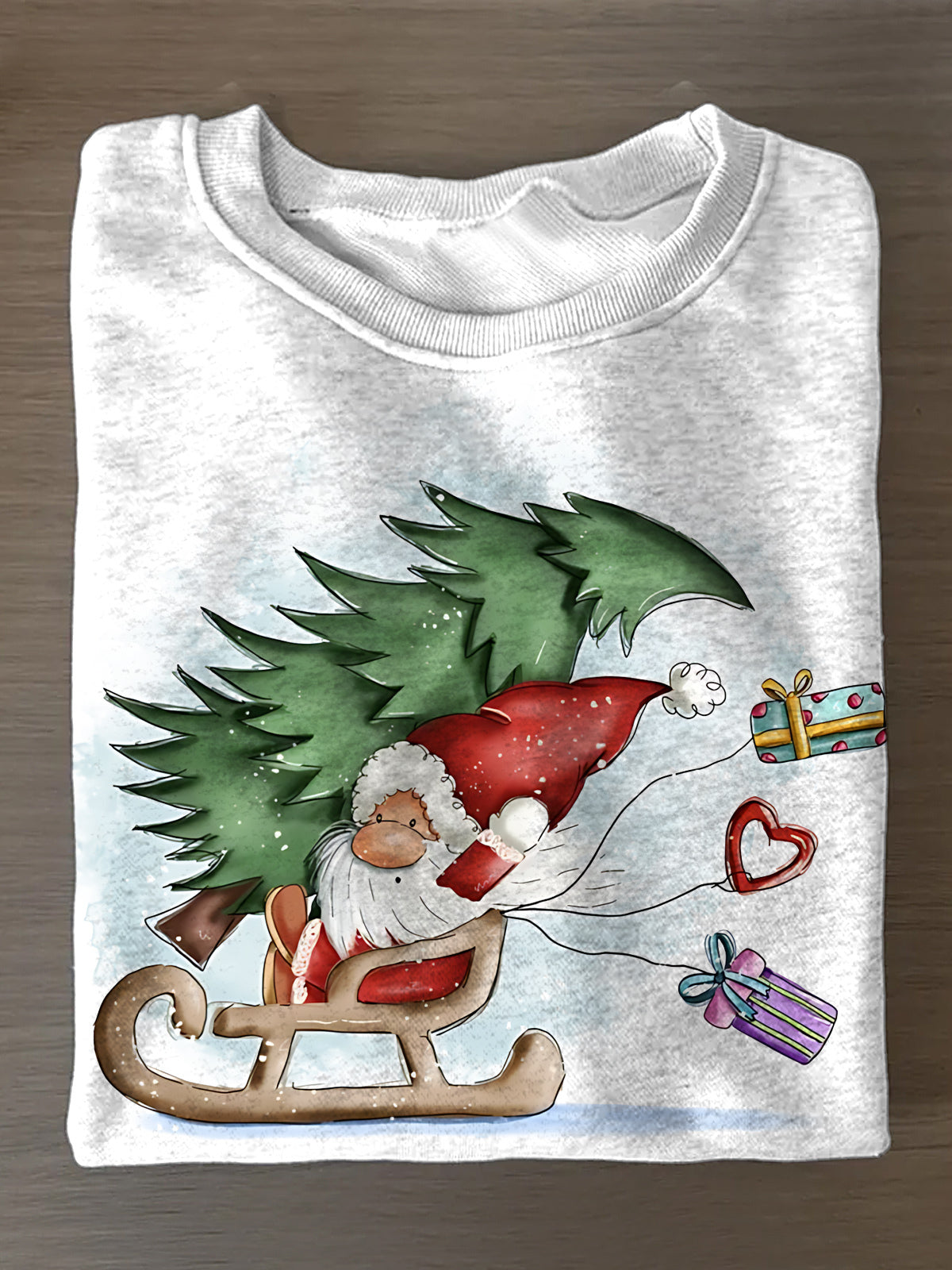 Fun Santa Claus Printed Long Sleeve Casual Top