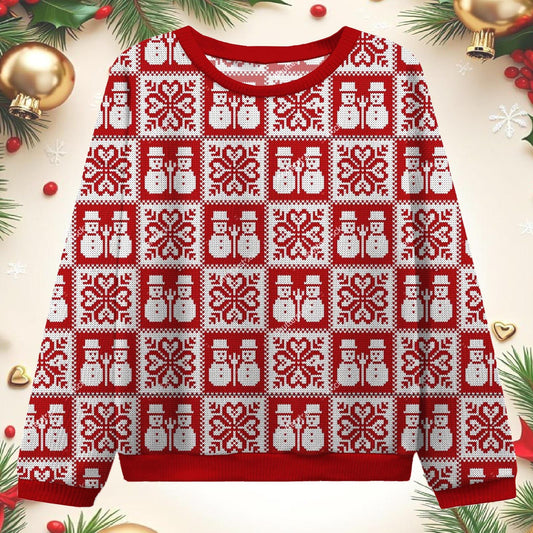 Retro Christmas Print Women's Round Neck Ugly Sweater