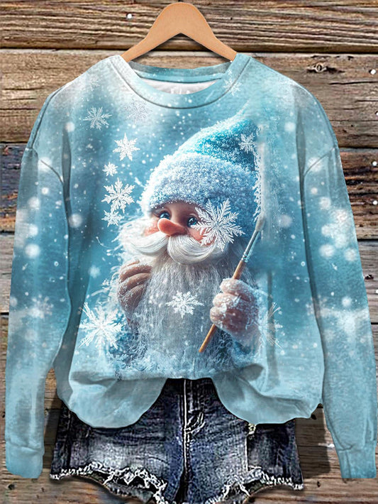 Winter Gnome Printed Long Sleeve Casual Top