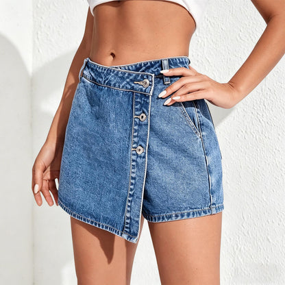 Jean Skort Mid Rise Button Front Jean Skirts with Shorts Casual Summer Mini Skorts for Dating Streetwear astounding