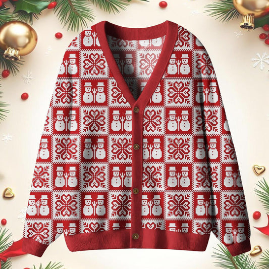Retro Christmas Print Unisex Ugly Cardigan Sweaters