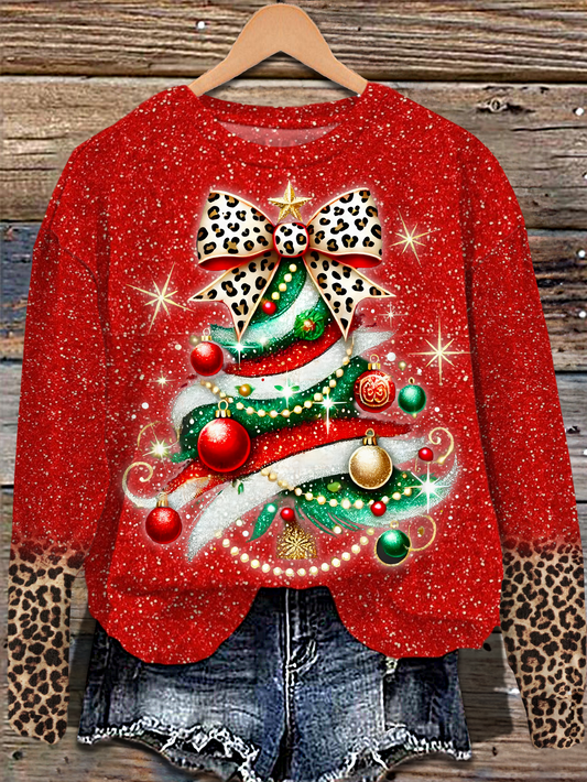 Christmas Tree Printed Long Sleeve Casual Top