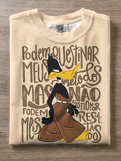 Retro Fashion Fun Duck Print Crew Neck T-shirt