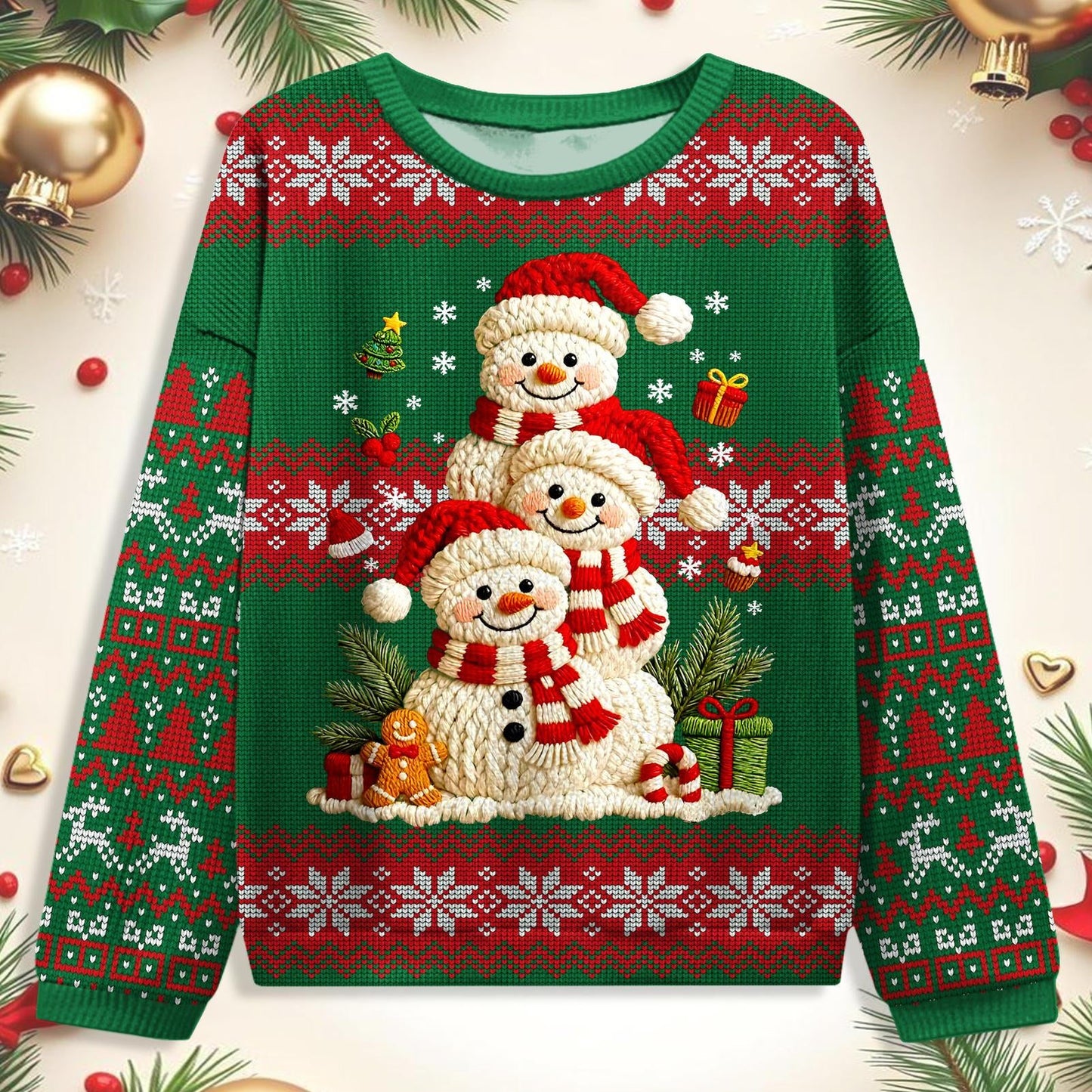 Women's Cute Snowman Round Neck Ugly Sweater