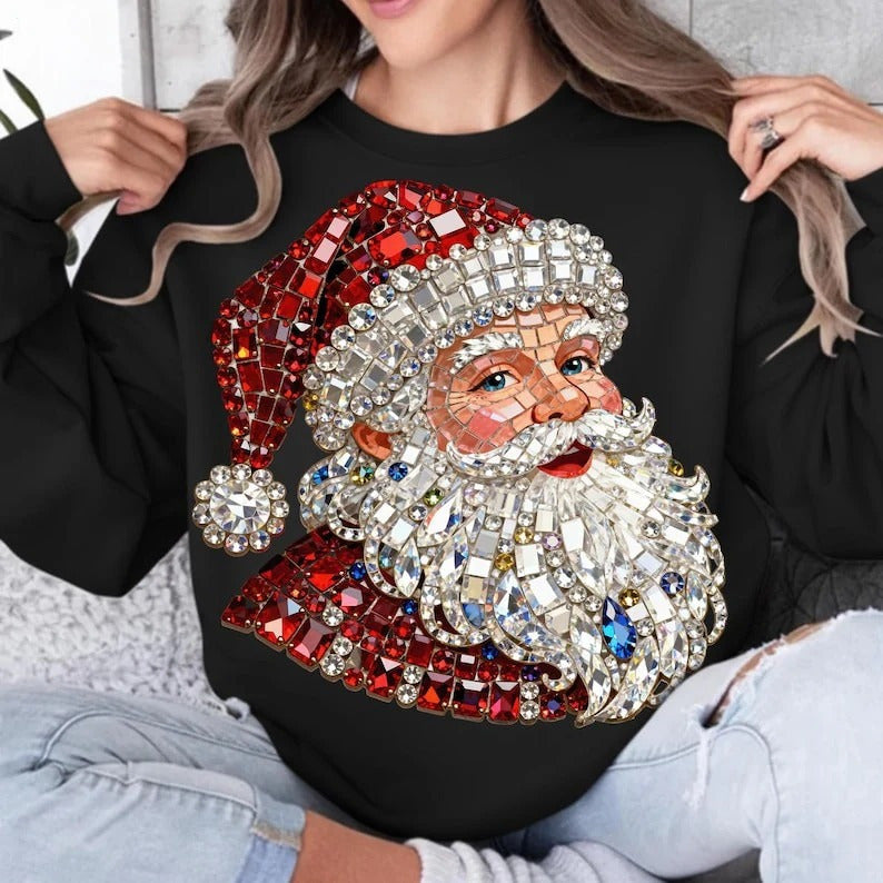 Christmas Santab Printed Long Sleeve Casual Top