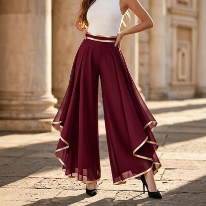 Chiffon Pants for Women High Waisted Casual Wide Leg Chiffon Pants Flowy Lounge Trousers for Daily Vacation beautiful