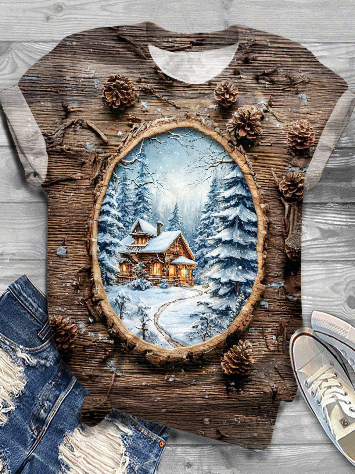 Painting In The Tree Crew Neck T-shirt